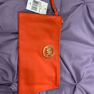 Michael Kors Leather Zip Clutch